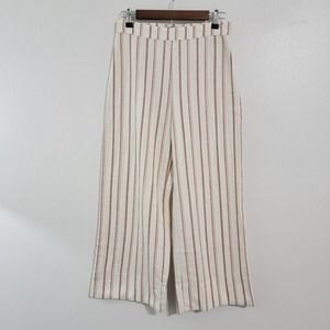 Abercrombie & Fitch Striped Wide Leg Pants in Cream and Brown